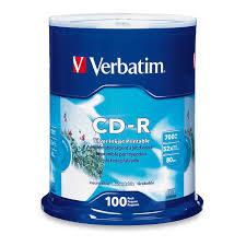 Verbatim CD-R 700MB/80min/52X - 100 Pack Spindle, Silver Inkjet Printable